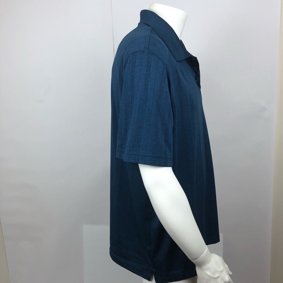 R&R Casual Mens XL Dark Navy Blue Striped Polo Tee - Picture 4 of 8